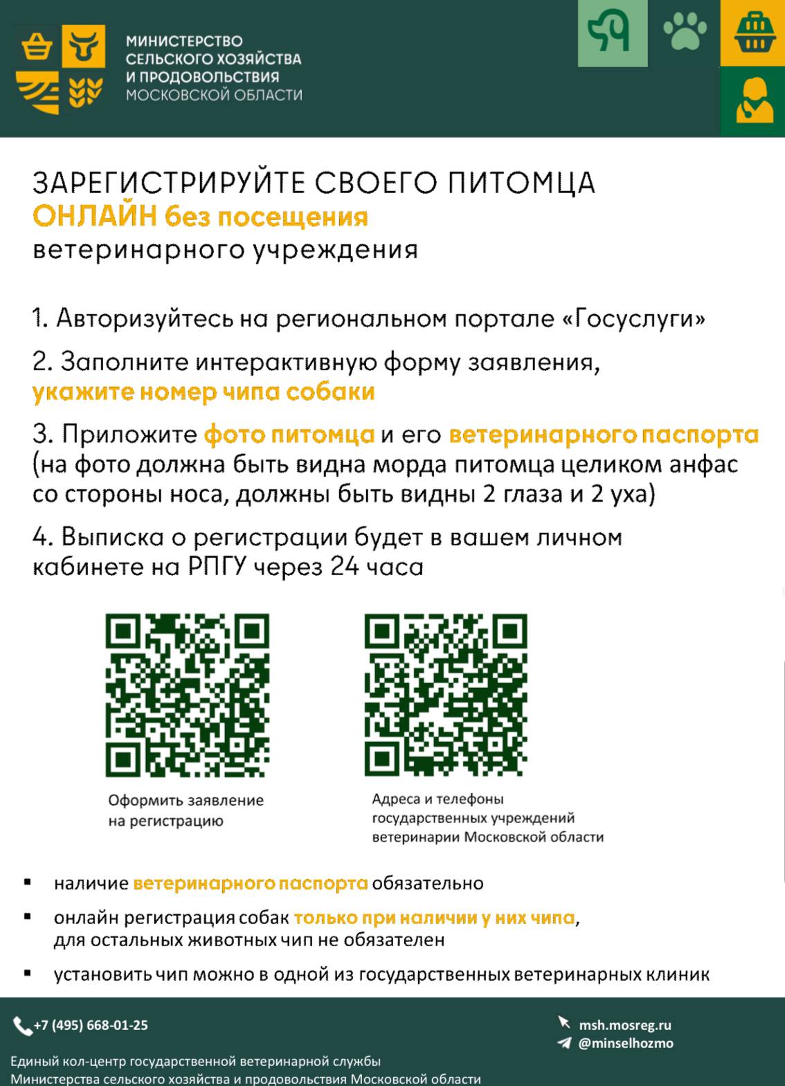 В Подмосковье запущена онлайн-регистрация домашних животных