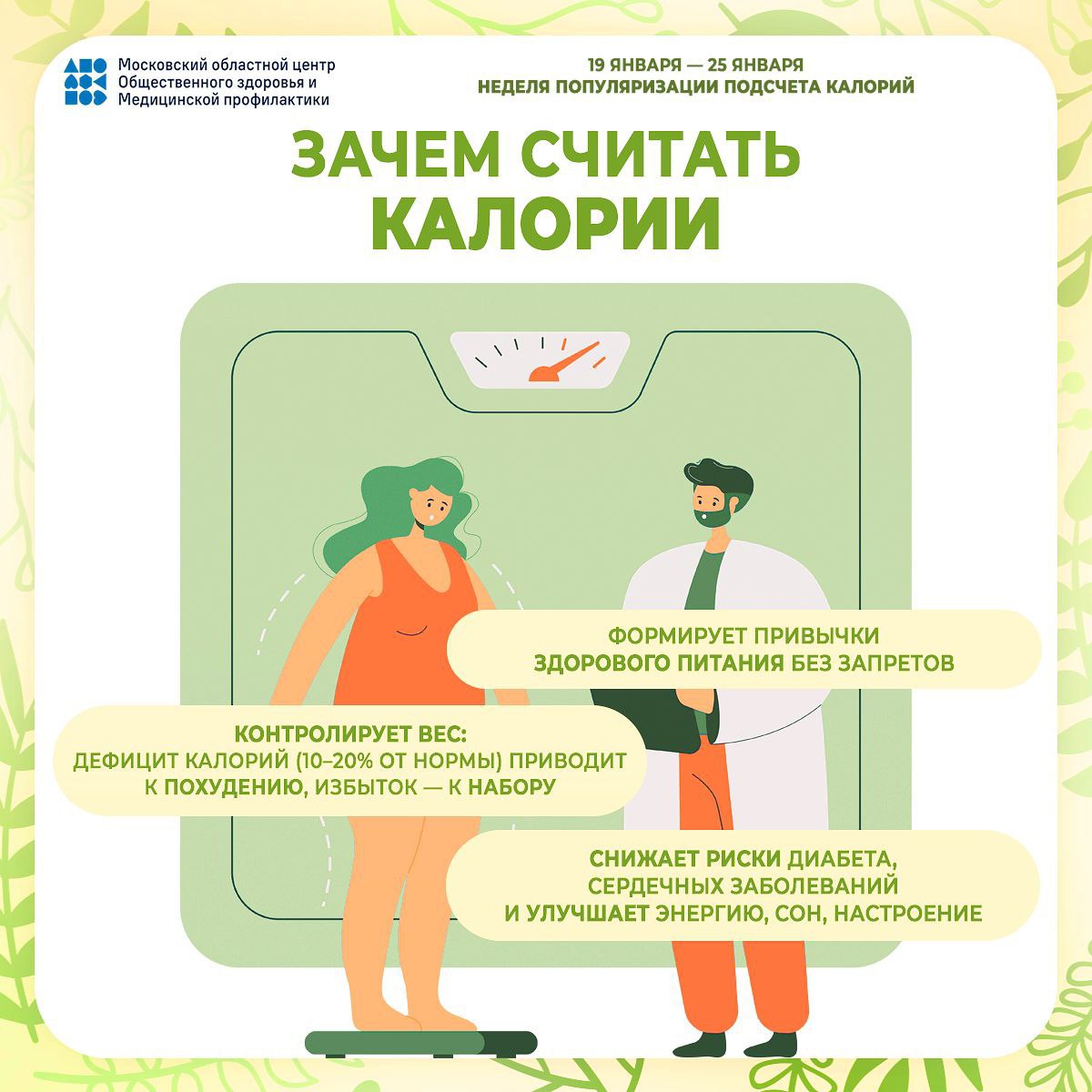 В период с 19 по 25 января пройдет Неделя популяризации контроля калорий, объявленная Минздравом России