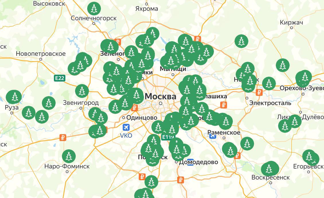⏩Для жителей Подмосковья действует интерактивная карта с елочными базарами