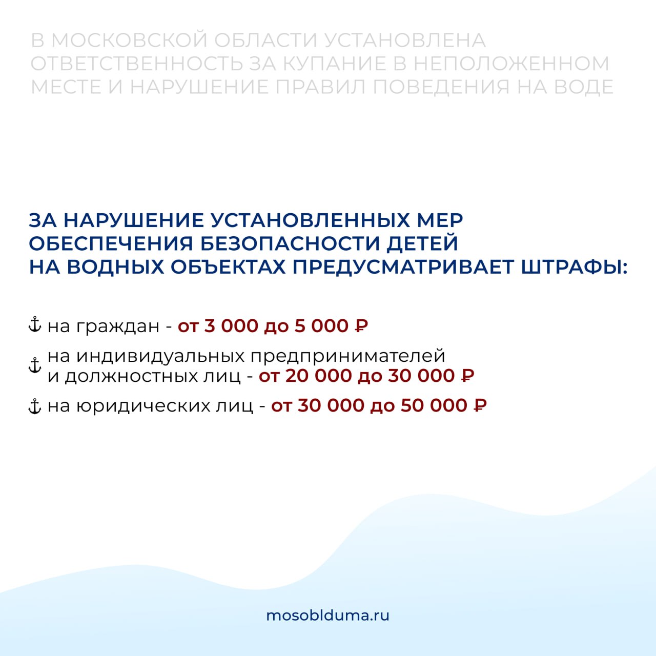 В Московской области установлена ответственность за купание в неположенном месте и нарушение правил поведения на воде