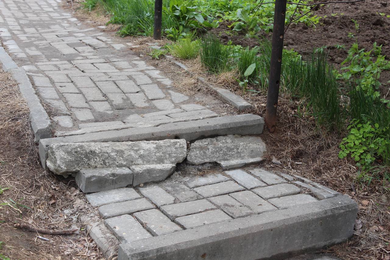 Заместитель главы Фрязино Артем Вольчак взял на контроль восстановление газона и ремонт лестницы на улице Павла Блинова